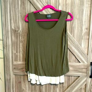 Olive Green Milk Nursingwear Layered Tank Top